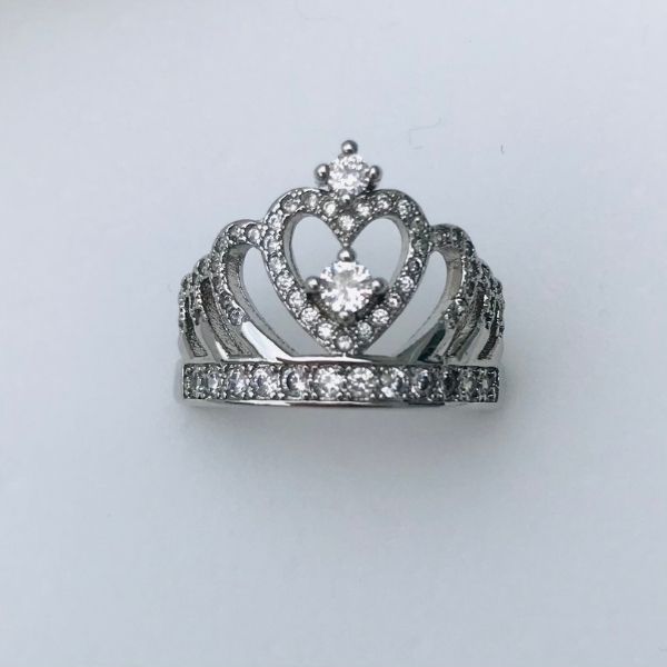 Buy 925 Sterling Silver American Diamond Crown Ring for Women Girls 14  online