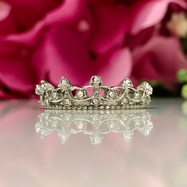 Princess Heart Crown Ring Sterling Silver Princess Queen Crystals – AOS  Design